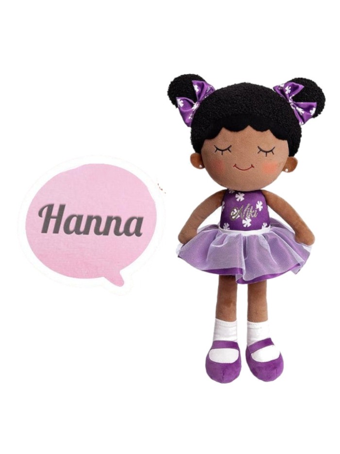Hanna cuddly doll with dark skin purple
