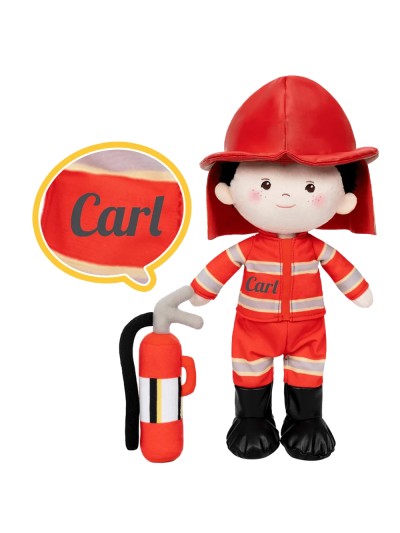 Carl cuddle doll, firefighter