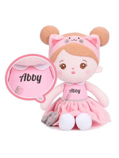 Abby knuffelpop poes - roze