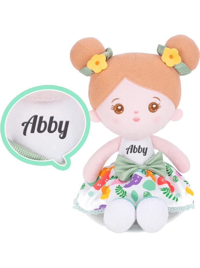 Abby knuffelpop met bloemetjes jurk