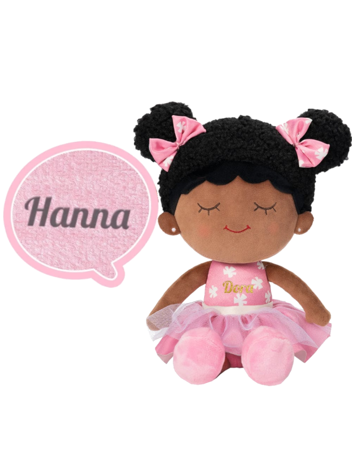 Hanna knuffelpop donkere huid roze