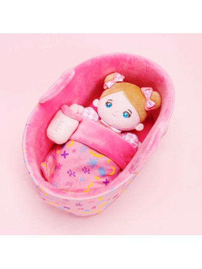 Abby mini knuffelpop giftset roze blauwe ogen
