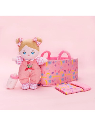 Abby mini knuffelpop giftset roze blauwe ogen