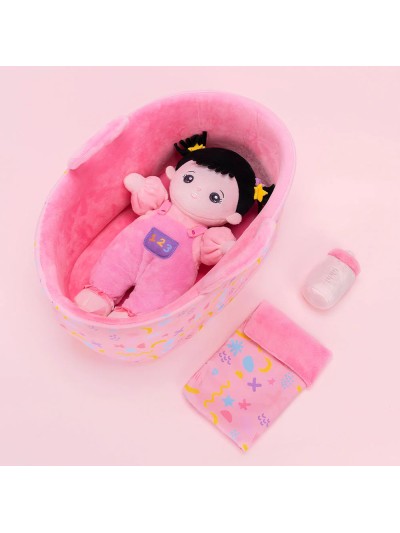 Abby mini cuddle doll gift set pink with dark hair