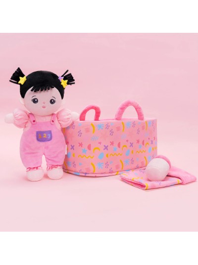 Abby mini cuddle doll gift set pink with dark hair